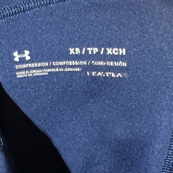 Under Armour Blue Geometric Print Compression Athletic Leggings XS Workout - Picture 7 of 13